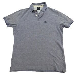 Boggi Milano Polo Shirt Mens L Blue 100% Cotton Breathable Collared Embroidered